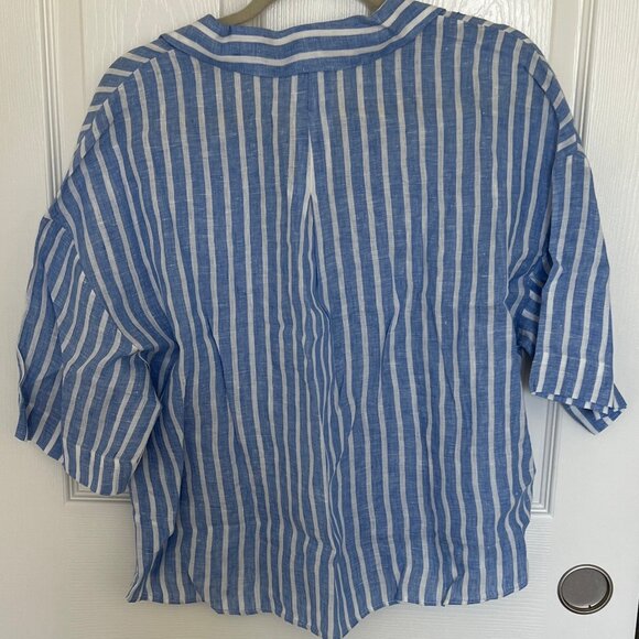 H&M Blue Stripe Linen-Blend Shirt - Picture 2 of 3